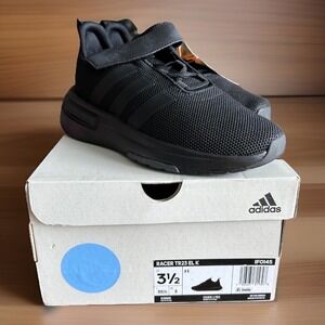 Adidas Kids Racer TR23 EL K 3.5 Black IF0145 Running Sneakers Triple Black Sport